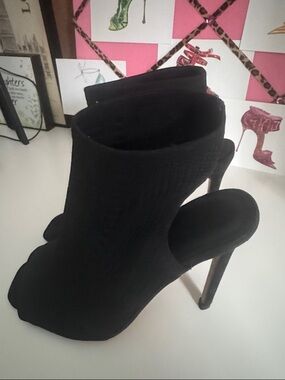ASOS Black Open-Toe Stiletto Sock Booties